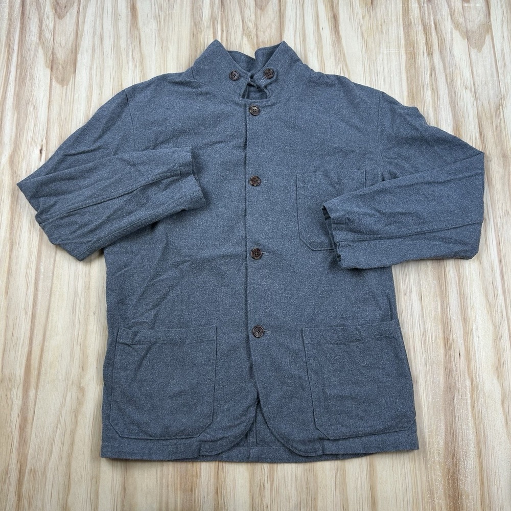 Portuguese Flannel Midweight Button Down Shirt Shacket Chore Gray Large